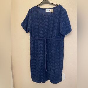 Delicates SPA Robe cotton blend swimsuit cover-up dress Navy blue M